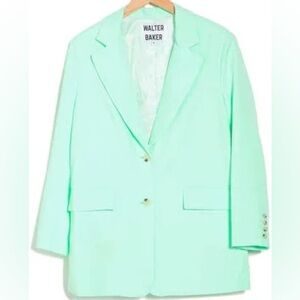 Walter Baker Mint Kira Crepe Oversized Woven Two Button Blazer